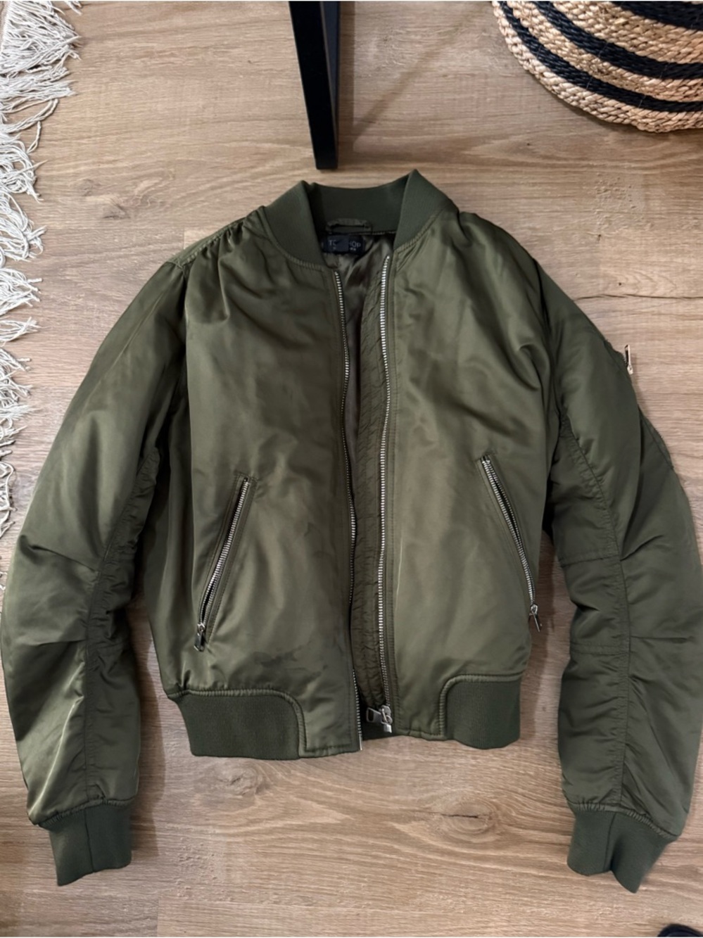 Topshop Olive Green Bomber Jacket